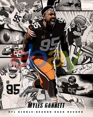Myles Garrett Breaks NFL Sack Record Cleveland Browns 8x10 NFL Football Photo