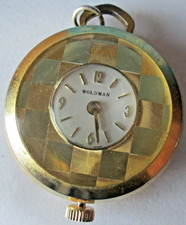 VTG. WOLDMAN ANALOG MECHANICAL PENDANT WATCH, GOLD TONE 35MM CASE, WORKING, USED
