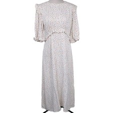 Nobodys Child Dress Size UK 12 Cream Floral Cottagecore Prairie Half Sleeve Midi