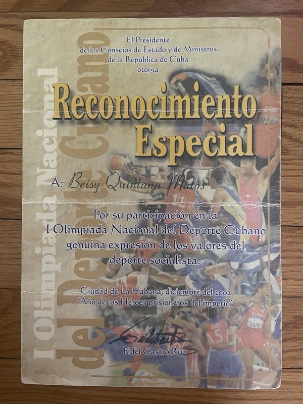 Fidel Castro Signed  Recognition certificate 1st National Olympics of Cuba