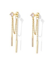 18K Gold Plated 925 Sterling Silver Posts Drop Yellow Gold Cubic Zirconia