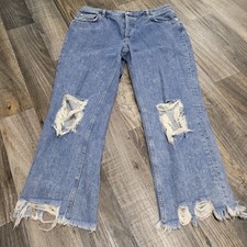 Free People We The Free Maggie Ripped Crop Straight Jeans Boho Size 30
