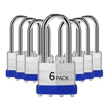 6 Pack Laminated Steel Padlocks Keyed Alike 40mm Long Shackle Heavy Duty Secu...