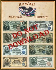 Poster 16" X 20" Hawaii National Currency 1864-1929