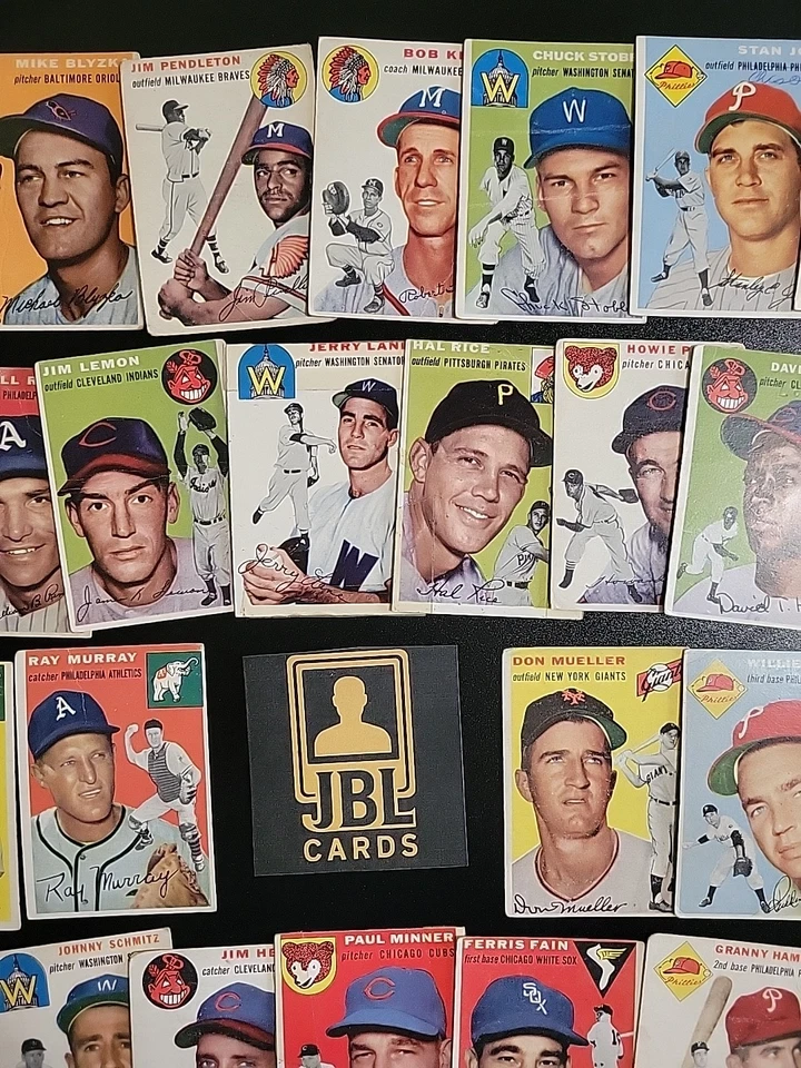 Lote de tarjetas de béisbol 1954 Topps - 44 diferentes - con Eddie Mathews y Hoyt Wilhelm Foto 4 de 4
