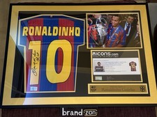 Maglia Nike BARCELLONA Ronaldinho Barca Signed Framed Brasile Icons Memorabilia