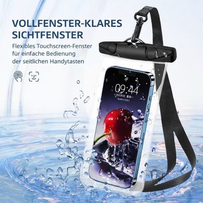 Wasserdichte Handy Tasche IPX8 Unterwasser Hülle 2er Pack Lanyard Universal Klar