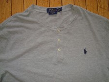 CAMISA POLO RALPH LAUR PARA HOMBRE PLUMA PESO MALLA GRIS HENLEY TALLA XXL 2XL ¡GENIAL!