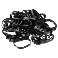 Silicone Rubber Bands Rings 50pcs Non-slip 2.2" Flat Black for Books, Art
