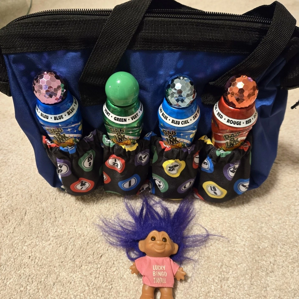 Bolsa de Bingo para Tinta Dauber Cremallera Superior Numerosos Compartimentos Azul NUEVO Foto 2 de 3