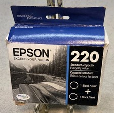 Epson 220 T220120-D2 Black Ink Cartridge 2 Pack open box still sealed