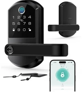 Smart Lock with Lever Handle, Keyless Entry Door Lock with Fingerprint