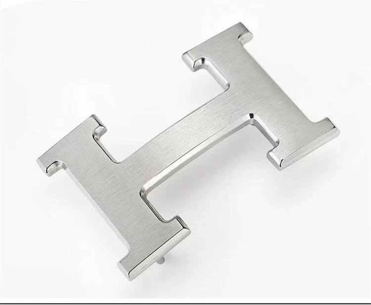 Hebilla de cinturón Constance estilo H plata cepillada 38 mm Foto 3 de 4