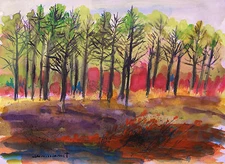 ORIGINAL Tree LANDSCAPE WATERCOLOR Painting JMW art John Williams Impressionism