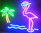 17" Flamingo Palm Tree Neon Sign Light Display Wall Handmade Shop Artwork Ql