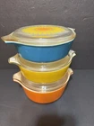 Vintage Pyrex Cinderella Daisy Sunflower 3 Casserole Dishs + Lids