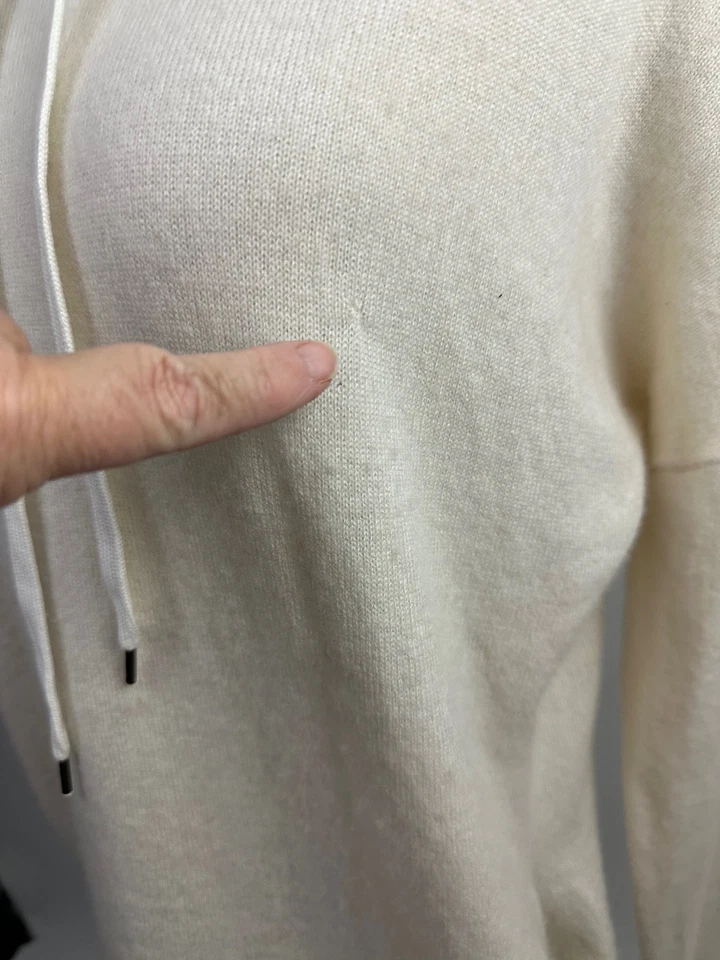 ESPLÉNDIDO Marfil 100% Cachemira Cuello Embudo Suéter con Bolsillos S Foto 3 de 4