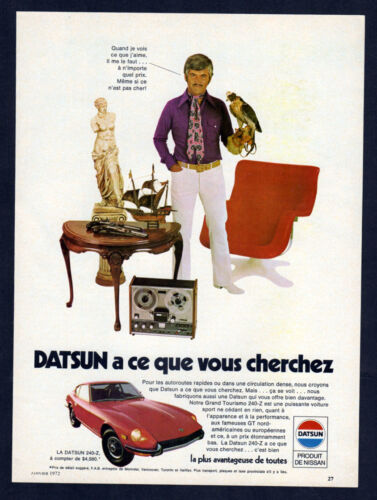 1972 DATSUN 240-Z Vintage Original Print AD | Red car photo 2-door coupe Falcon - Zdjęcie 1 z 5