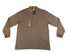 Izod Golf Classix Pullover Shirt Long Sleeve Men’s Large Brown Pocket Geometric 