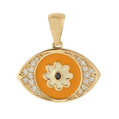 18k Yellow Gold Evil Eye Charm Pendent Diamond Jewelry Fashion Pendent For Women