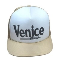 Vintage 1990's Venice, Florida Snapback Trucker Hat Adjustable Tan New Winner