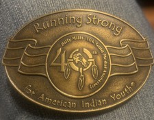 Custom Belt Buckle, Running Strong Olympics Billy Mills Metal,1964,Oglala Lakota
