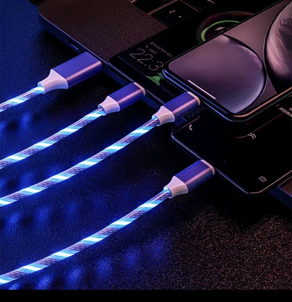 3 in 1 LED Fast Cable Cell Phone Charger Cord For iPhone Android Type-C USB - Image 2 of 4