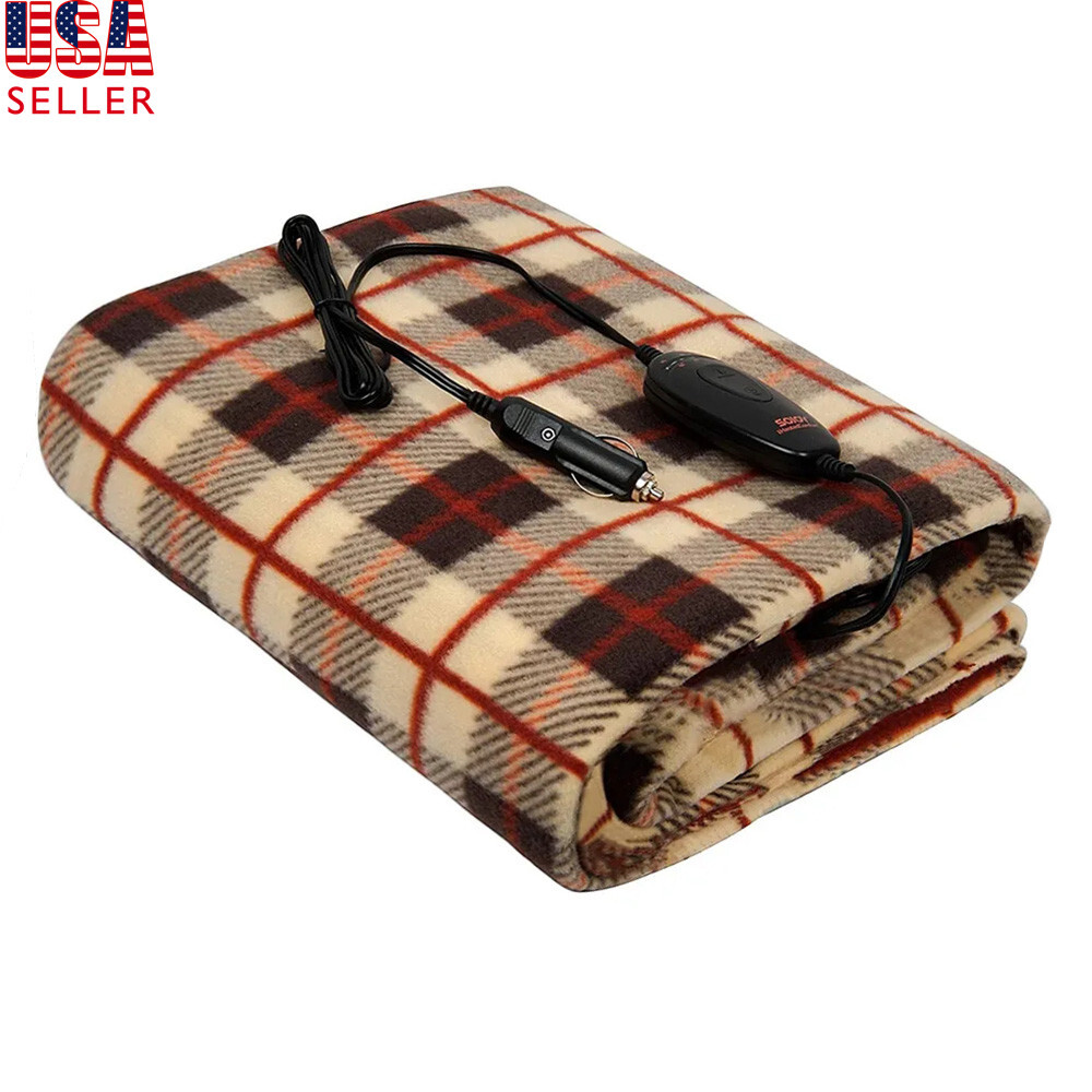 Sojoy 12V Heated Car Blanket Car Charger Outlet 45’Timing Hi/Lo Heat