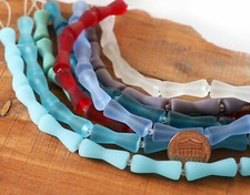 PICK COLOR 8" 9pcs 22mm bone hour glass tube sea beach glass beads frosted