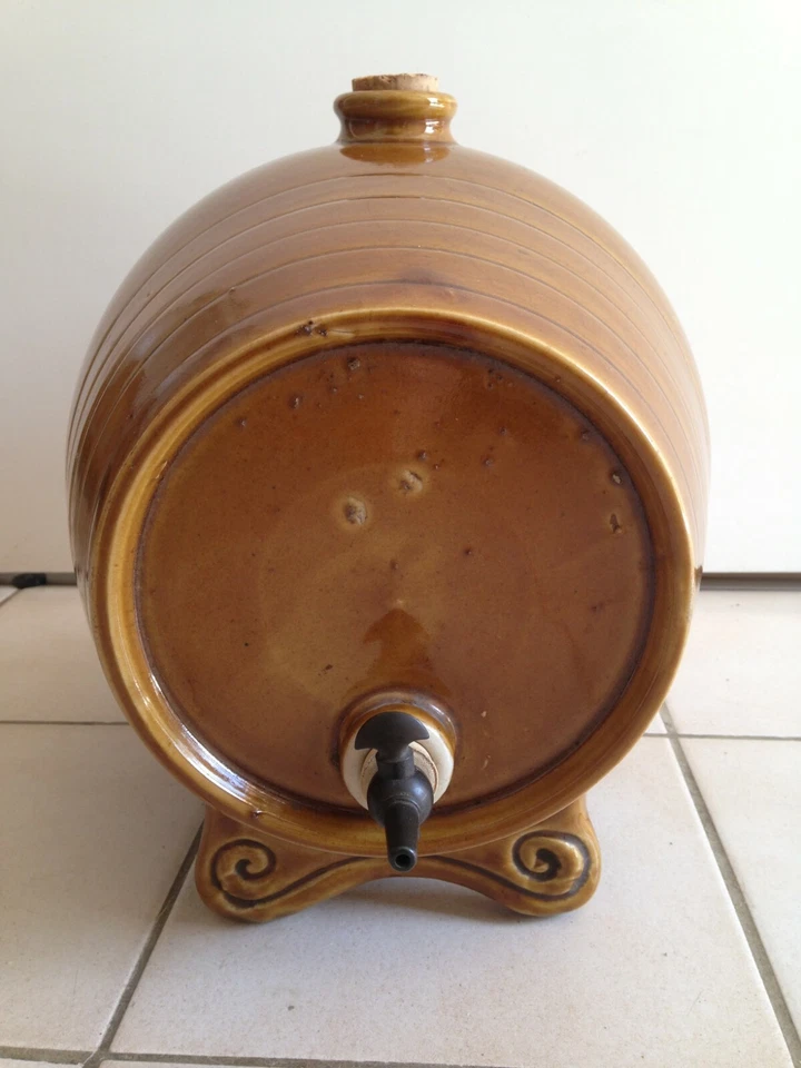 Ancien et superbe gros VINAIGRIER en Grès vernissé marron vintage - Photo 2/4