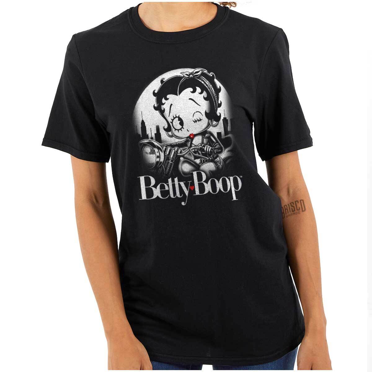 Betty Boop Retro Cartoon Biker Baddie Wink Womens Graphic