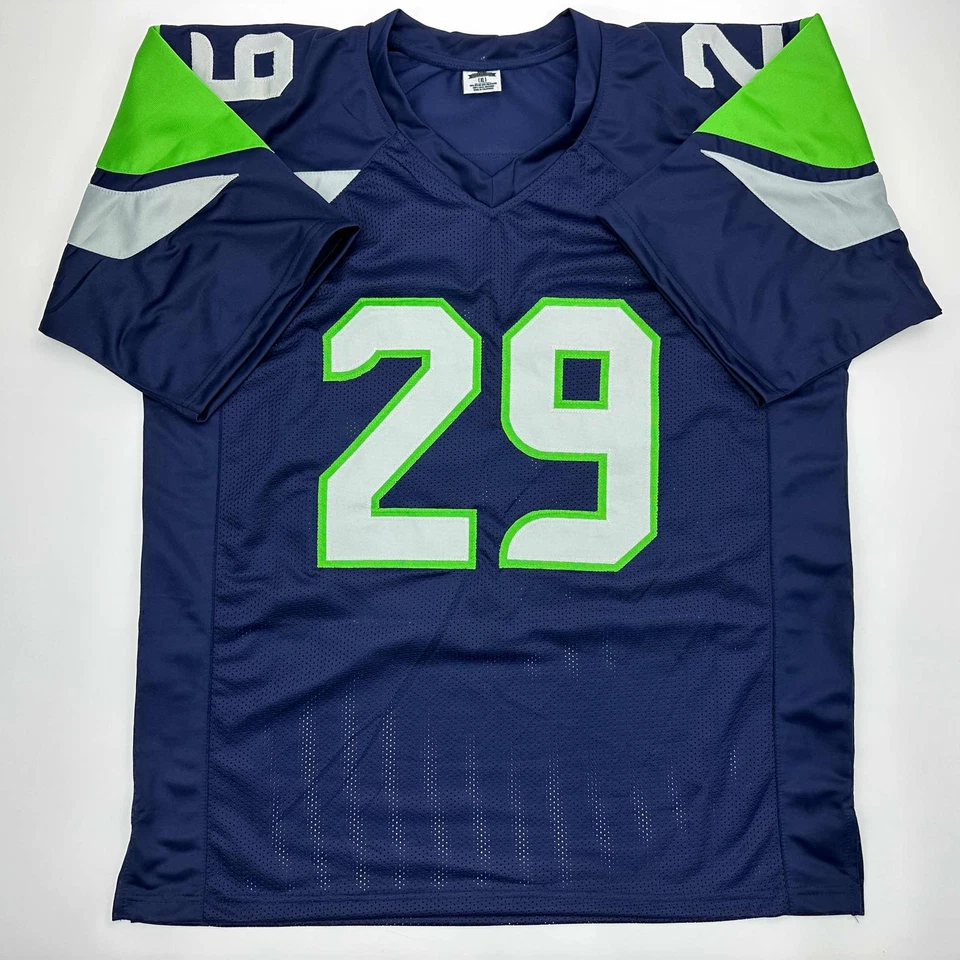 Camiseta deportiva facsímil autografiada Earl Thomas Seattle azul reimpresión talla XL para hombre Foto 3 de 4