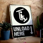 UNLOAD HERE Metal Sign Man Cave Bar Vintage Swiss Bathroom Lodge holiday toilet