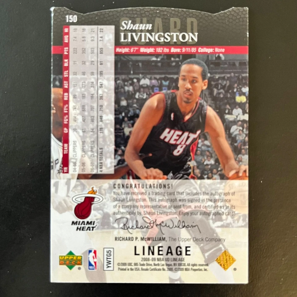 2008-09 Upper Deck Lineage SE Die Cut Autographs #150 Shaun Livingston SP - Image 2 of 2