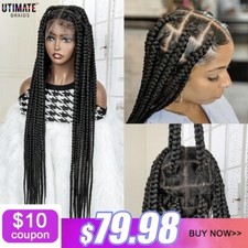 Full Lace Braids Synthetic Lace Front Wig Big Square Knotless Box with Baby Hair