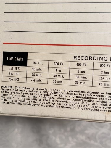 Scotch 203 Magnetic 7" Blank Reel Tape Audio Recording 1/4 Inch x 1800 Sealed - Picture 4 of 4