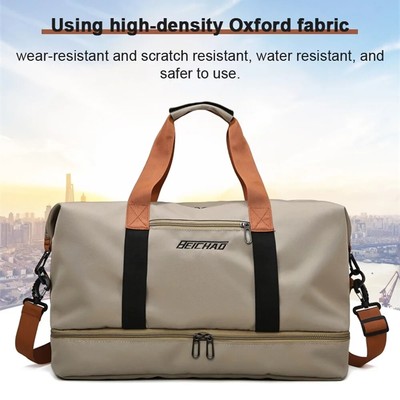 Beiichao Sport Turntasche / Seesack (grau mit braunen/schwarzen Griffen/Borte)
