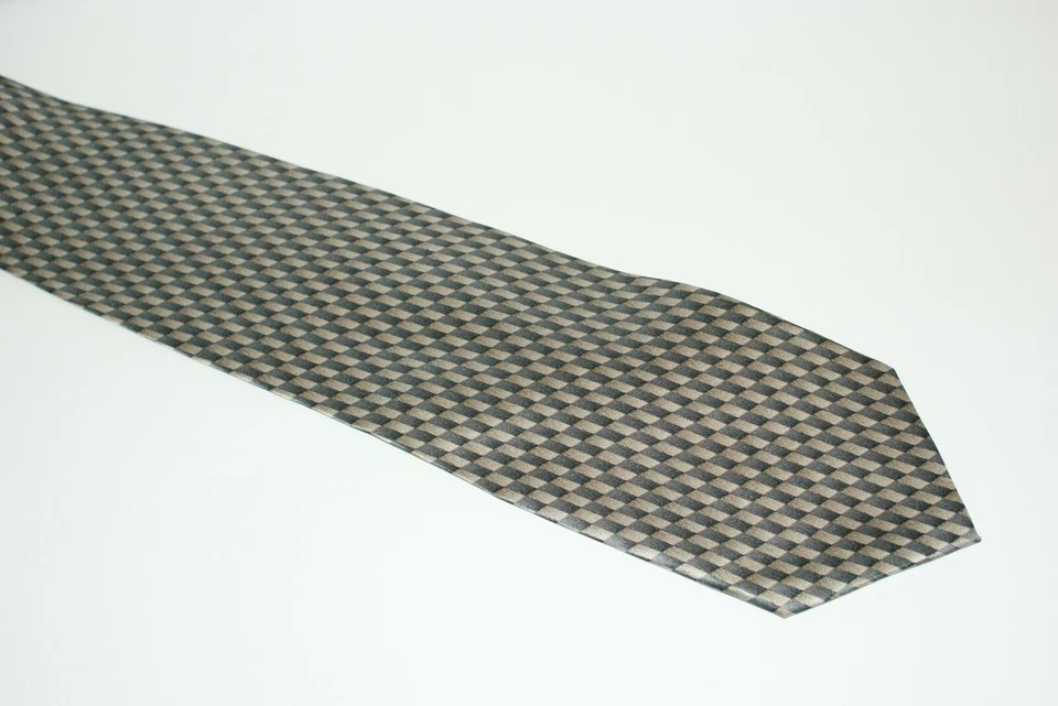 Corbata Bruno Rossi Deco Corbata Seda Plata Negro Gris - Diseño Geométrico (125A2) Foto 3 de 3