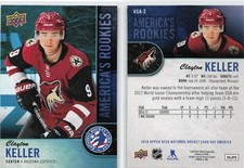 17/18 2017/18 2018Upper Deck Hockey Card Day Rookie #2 Clayton Keller Coyotes. rookie card picture