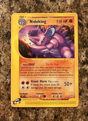 ground type pokemon cards Graveler - 37/62 -Original Classical OG Nidoking 24/147 Aquapolis Ground Type