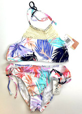 Hobie Girl s Halter Bikini Top And Hipster Bottom Swimsuit Bikini Set Size 14