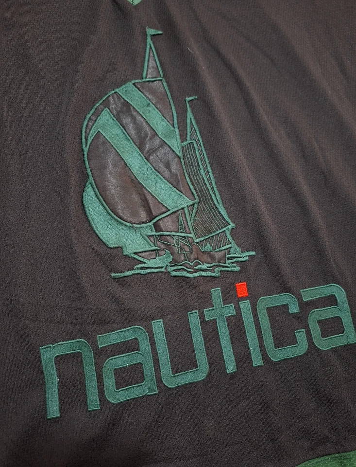 Camiseta de hockey vintage Nautica años 90 talla grande negra verde Foto 4 de 4
