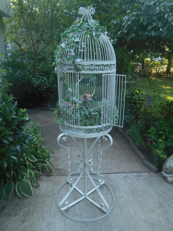 Vintage  extra large decorated birdcage on stand