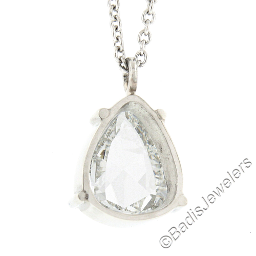 NEU Platin 1,38 ctw GIA Birne Rosenschliff Diamant Solitär Spannzange Anhänger & Kette - Bild 6 von 9