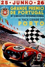 Portugal Grande Primero 1955 Grand Prix Car Race Vintage Poster Print Auto Sport