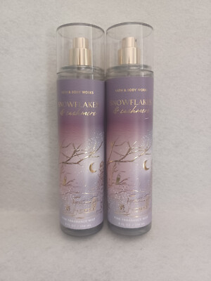 2x Bath & Body Works SNOWFLAKES & CASHMERE 8oz Fine Fragrance Mist NEW