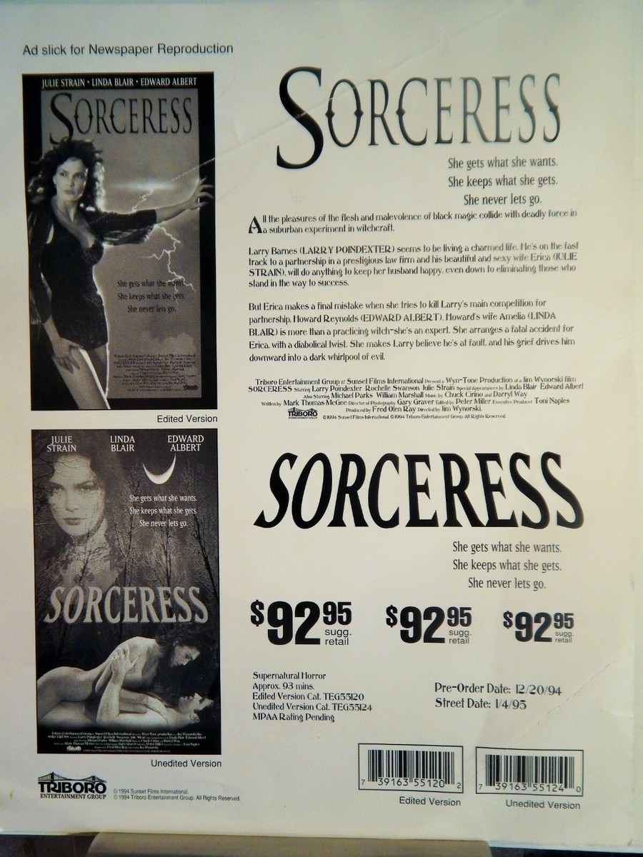 SORCERESS (JULIE STRAIN, LINDA BLAIR) (VIDEO DEALER BROCHURE 1990S
