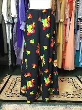 Vintage 70s Hippy Black Geometric Elephant Bell Bottom Pants 34  Waist Sz 14