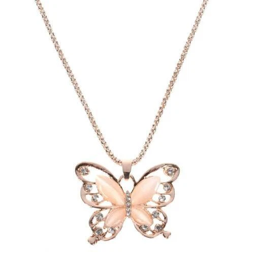 Collares y colgantes de moda con colgante de mariposa de ópalo