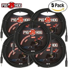 5-PACK Pig Hog 20FT 3.5mm TRS Male - Female Headphone Extension Cable PHX35-20BK
